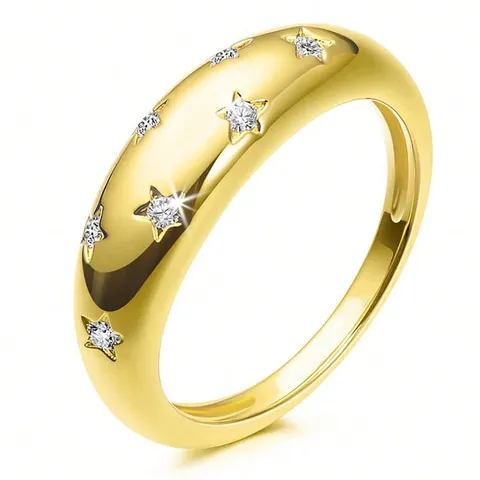2023 Europe and the United States Models Geometric Zirconia Star Ring - Plated Brass jewelry made by BlueOne Jewelry