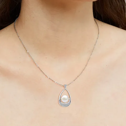 Fashion Popular Set of Pearl Jewelry Temperament Diamond Zirconia Necklace Bridal - view 2