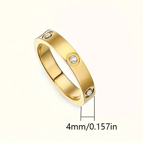 2024 Models Diamond Encrusted Titanium Steel Ring Female High-grade Not Losing - view 3
