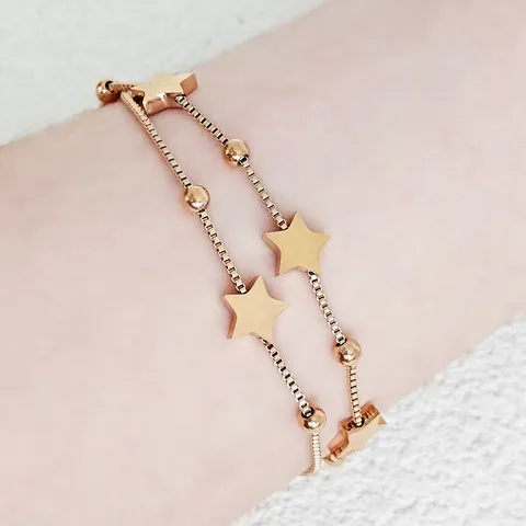2024 Tide Double-sided Titanium Steel Double-layer Star Bracelet Female Plated 18K - view 2