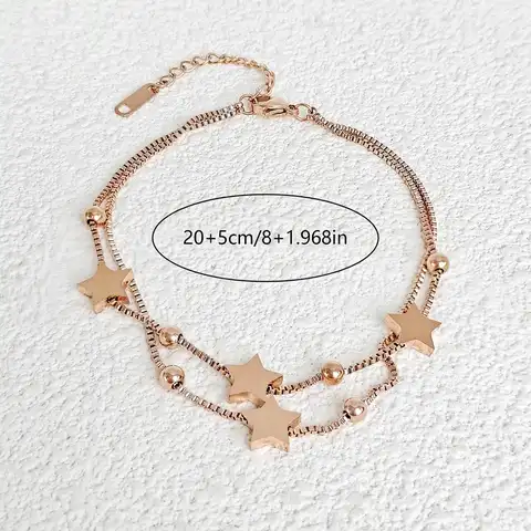 2024 Tide Double-sided Titanium Steel Double-layer Star Bracelet Female Plated 18K - view 3