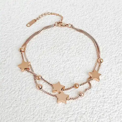 2024 Tide Double-sided Titanium Steel Double-layer Star Bracelet Female Plated 18K - Stainless Steel jewelry made by BlueOne Jewelry