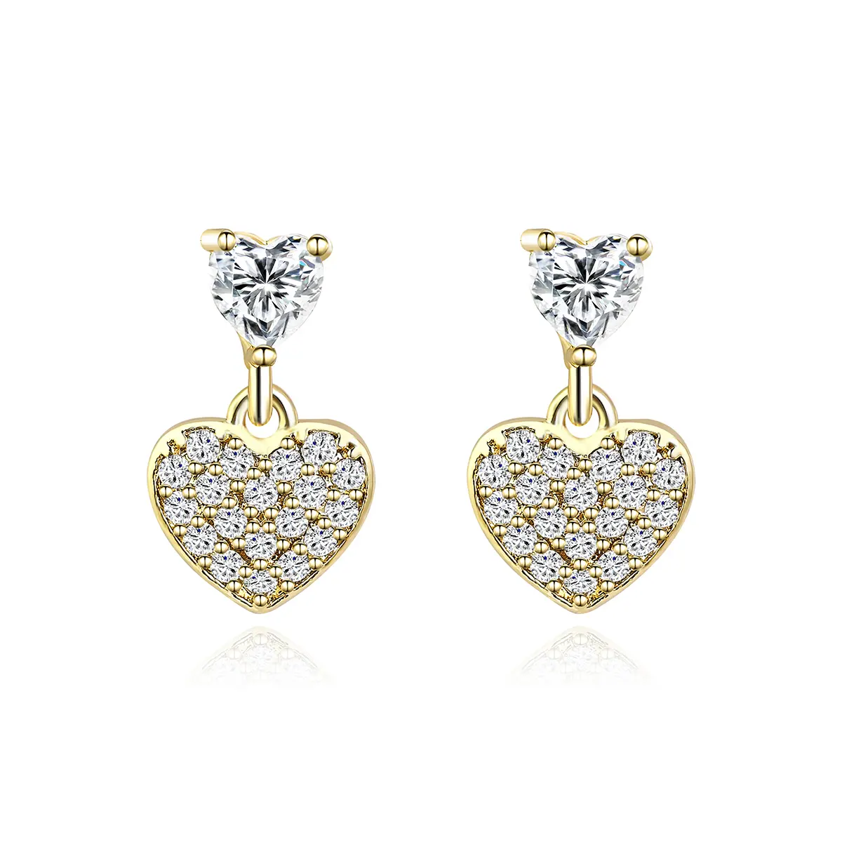 2024 Spring South Korea Temperament Hundred Versatile Love Heart Shape Micro-zirconia Earrings made by BlueOne Jewelry