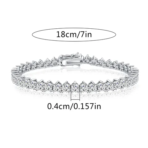 4mm Tennis Bracelet with Three Claws Men’s Round Hip Hop Copper - view 3
