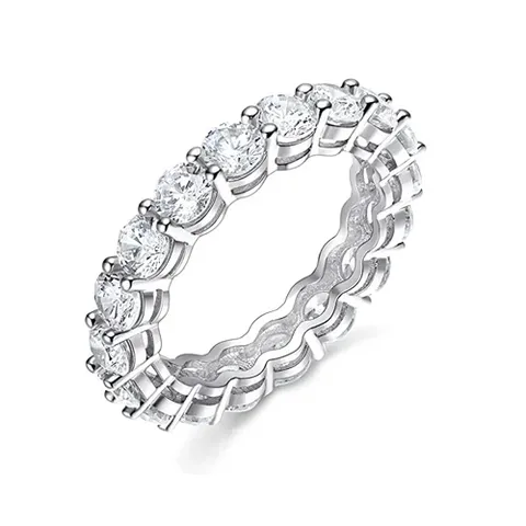 18K White Gold Eternity Band Ring Cubic Zirconia for Women - Plated Brass jewelry made by BlueOne Jewelry