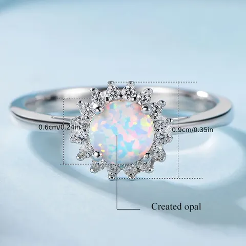 5-10 Inch Atmospheric Round Opal Ring Fashion Creative Women’s Ring White - view 3