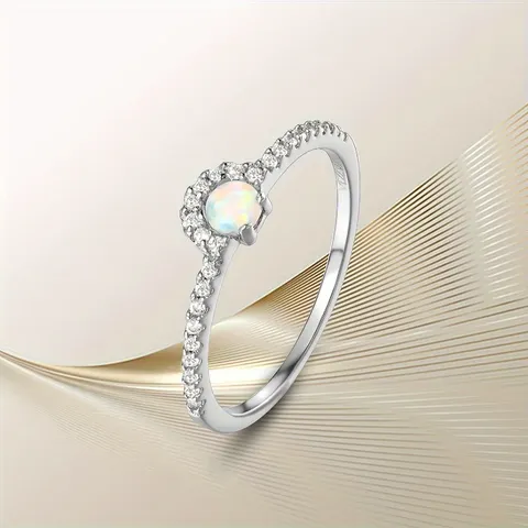 5-10 Inch Niche Design Zirconia with Opal Ring Women’s Plated Brass - view 3