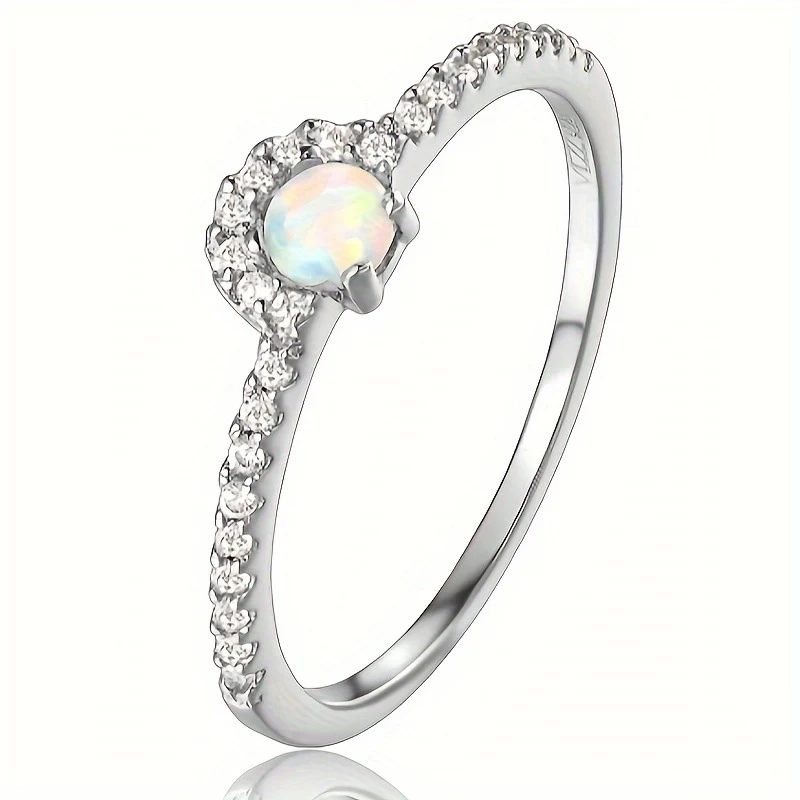 5-10 Inch Niche Design Zirconia with Opal Ring Women’s Plated Brass made by BlueOne Jewelry