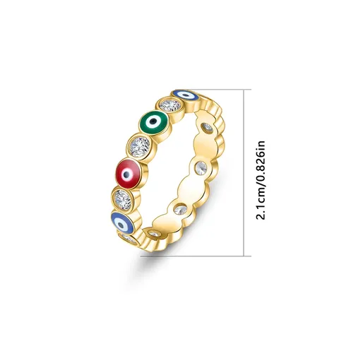 Plated Brass 5-10 Inches High Quality Cubic Zirconia Devil’s Eye Fashion Jewelry Design Ring - view 3