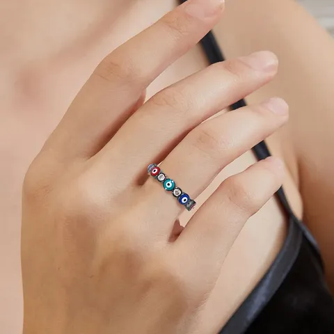 5-10 Inches High Quality Cubic Zirconia Devil’s Eye Fashion Jewelry Design Ring - view 2