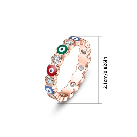 5-10 Inches High Quality Cubic Zirconia Devil’s Eye Fashion Jewelry Design Ring in Rose Gold Plated - view 3