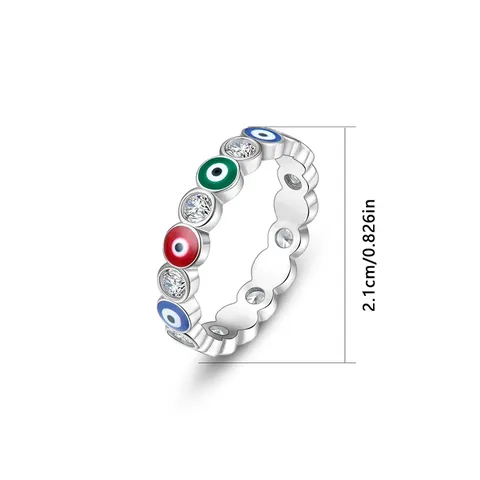 5-10 Inches High Quality Cubic Zirconia Devil’s Eye Fashion Jewelry Design Ring in White Gold Plated - view 3