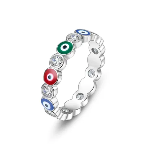 5-10 Inches High Quality Cubic Zirconia Devil’s Eye Fashion Jewelry Design Ring in White Gold Plated - Plated Brass jewelry made by BlueOne Jewelry