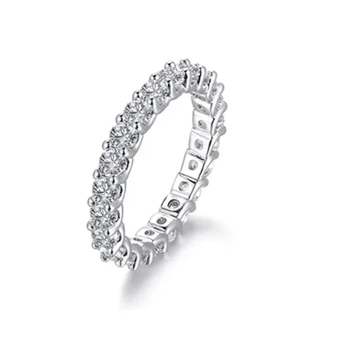 5-10 Inch Eternity Statement Ring 18K White Gold Plated 5A+ Cubic Stacking Ring Set - Plated Brass jewelry made by BlueOne Jewelry