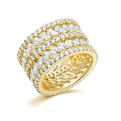 5-9.5 Inch 13mm Marquise Eternity Statement Ring 14K Yellow Gold Plated made by BlueOne Jewelry