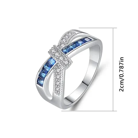 6-10 Inch Fashion White Gold Setting Channel Set Sapphire Zirconia Crossover Ring - view 3