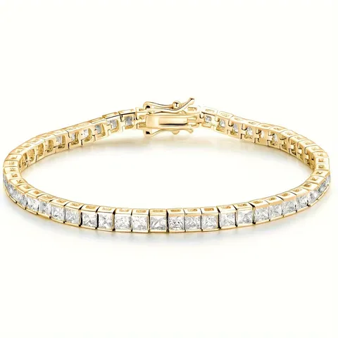 6.5-8 Inches Full Diamond Zirconia Tennis Chain Men and Women Upscale Tennis Bracelet - Brass jewelry made by BlueOne Jewelry