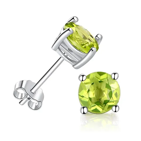 Green Sterling Silver Stud Earrings for Women Hypoallergenic - 925 Sterling Silver jewelry made by BlueOne Jewelry