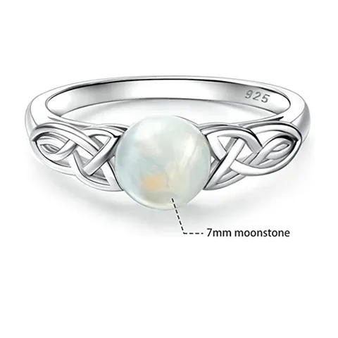 5-10 Inch 925 Sterling Silver Victorian Style Solitaire Ring 7mm Moonstone - view 3