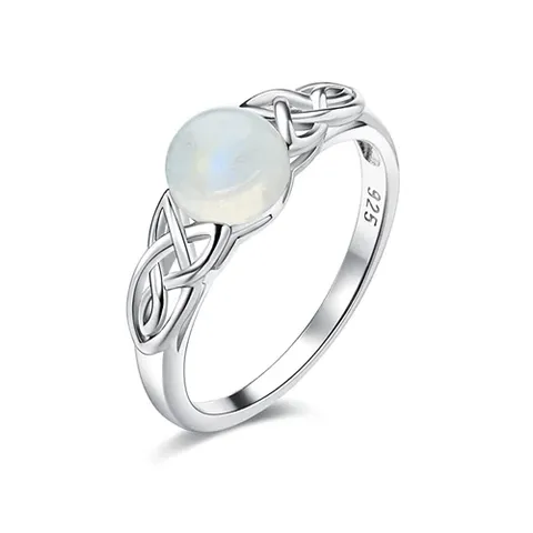 5-10 Inch 925 Sterling Silver Victorian Style Solitaire Ring 7mm Moonstone - 925 Sterling Silver jewelry made by BlueOne Jewelry