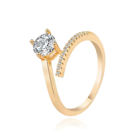 A Row of Diamond Ring Opening Korean Fashion Simple Design Personality - Plated Brass jewelry made by BlueOne Jewelry