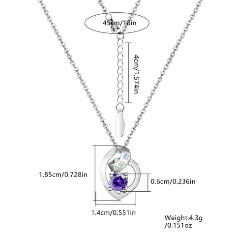 Aliexpress Sell Korean Version Beautiful Heart Women’s Opal Heart Song Pendant Necklace - view 3