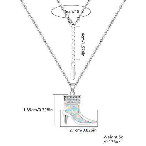 Aliexpress Platform High Heels Opal Pendant Fashion Simple European and American Pendant Necklace - view 3
