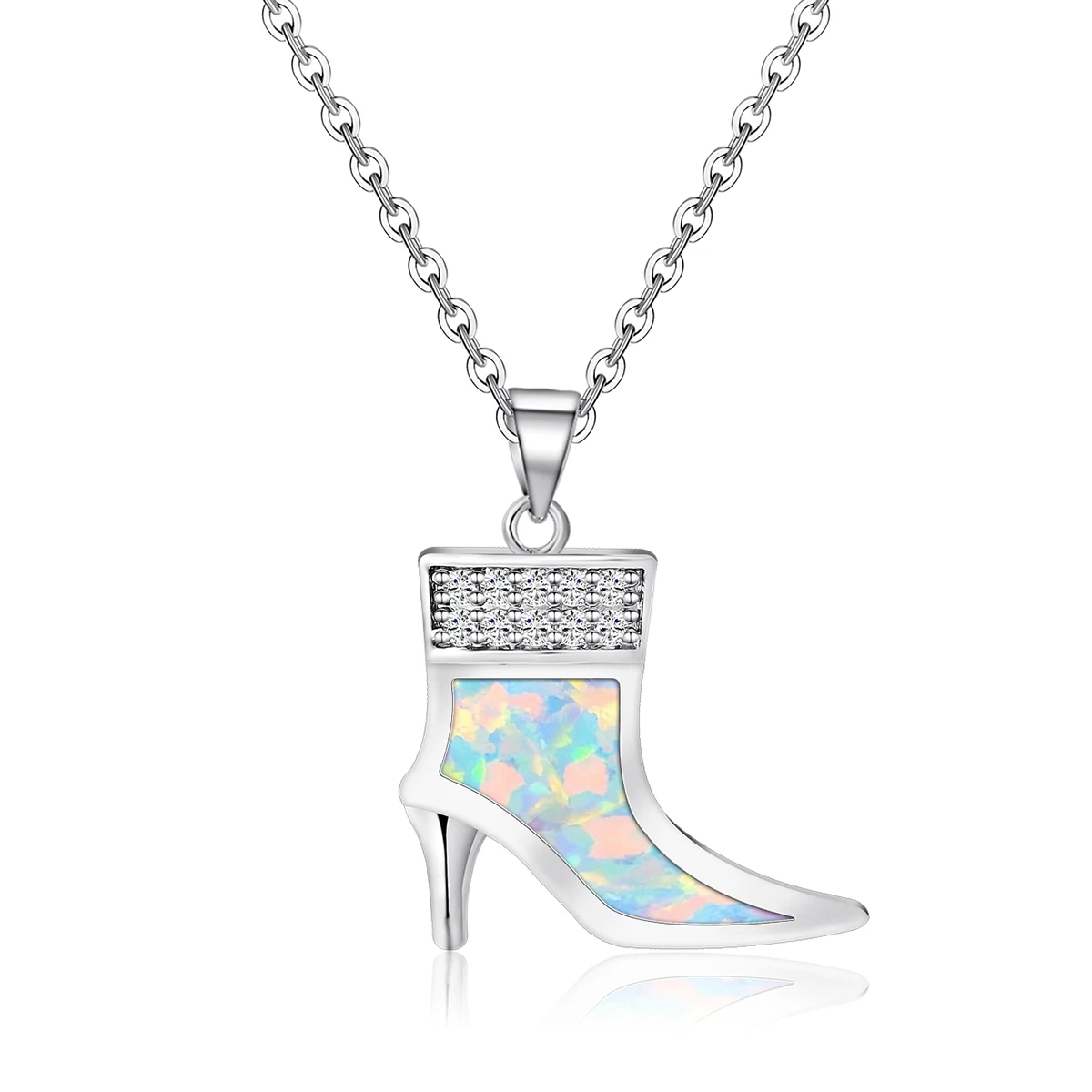 Aliexpress Platform High Heels Opal Pendant Fashion Simple European and American Pendant Necklace made by BlueOne Jewelry