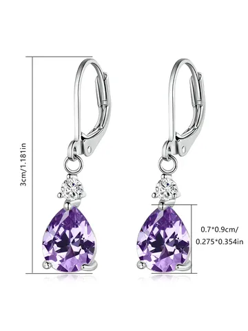 Specializing in Light Luxury Water Drop Copper Zirconia Earrings Female Temperament - view 3