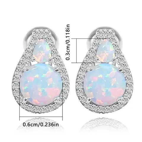 Europe and the United States Style Simple High-level Water Drop Opal Drop Earrings - view 3
