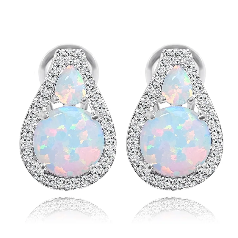 Europe and the United States Style Simple High-level Water Drop Opal Drop Earrings made by BlueOne Jewelry