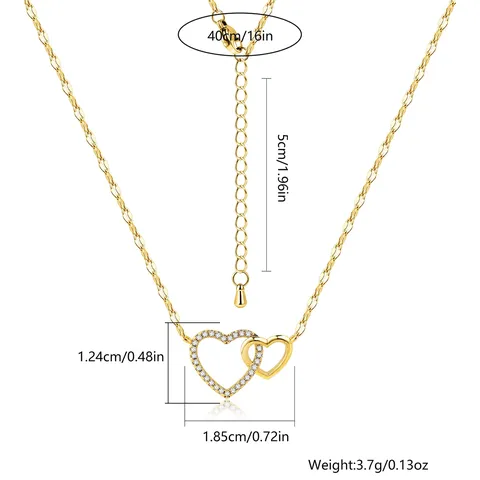 Heart to Heart Necklace Summer Women Premium Feeling Heart Shape Collarbone Chain - view 3