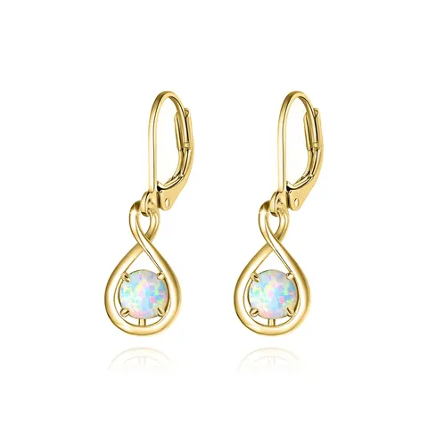 Opal Earrings Fashion Gift Anniversary Birthday - Plated Brass jewelry made by BlueOne Jewelry
