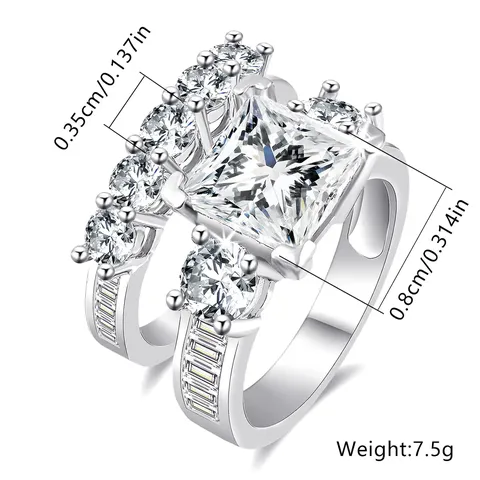 Cubic Zircon Rings for Women Cubic Zircon Sets Elegant Personalized Couple - view 3