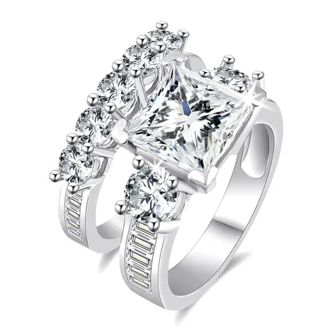 Cubic Zircon Rings for Women Cubic Zircon Sets Elegant Personalized Couple - Plated Brass jewelry made by BlueOne Jewelry