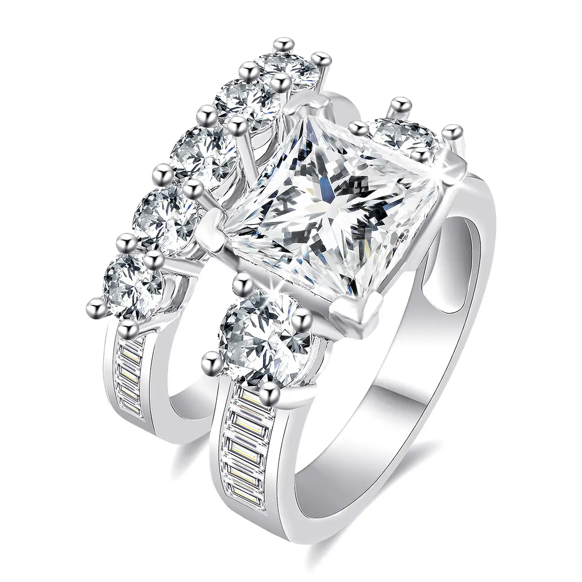 Cubic Zircon Rings for Women Cubic Zircon Sets Elegant Personalized Couple made by BlueOne Jewelry
