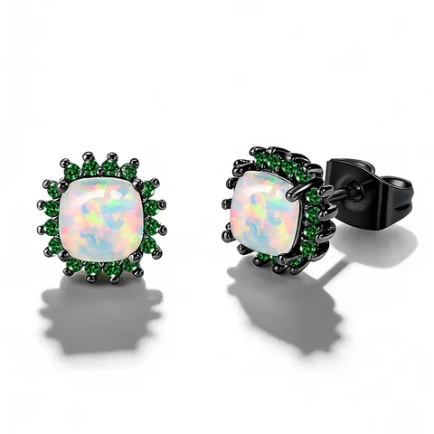 Fashion Square Opal Earrings Europe and America Premium Stud Earrings Personalized - Plated Bras jewelry made by BlueOne Jewelry