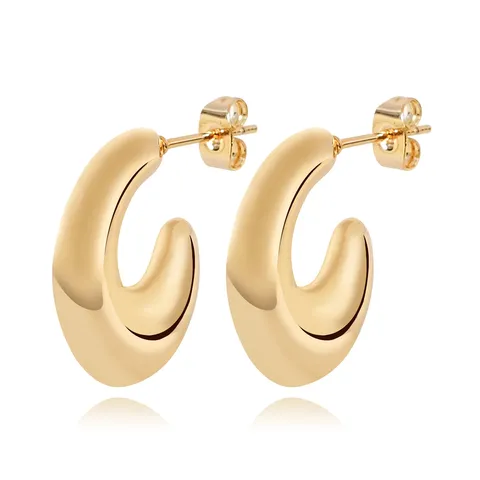 Models Water Drop Hollow Earrings Drop Oil Models Hollow Crescent-shaped C-shaped - Plated Brass jewelry made by BlueOne Jewelry