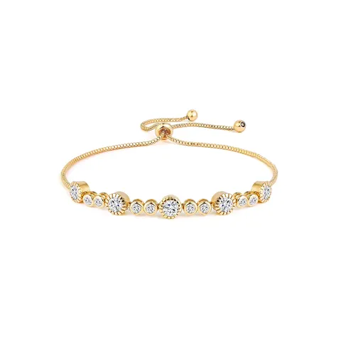 Simple Bracelet Classic Round Adjustable Female Hand Jewelry Wedding Party Hundred - Plated Brass jewelry made by BlueOne Jewelry
