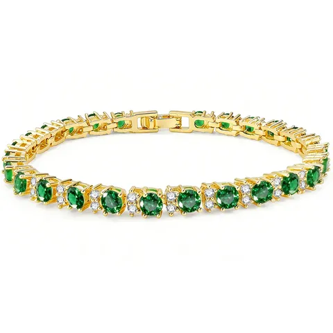 Hip-hop Gold Tennis Bracelet Zircon Bracelet Luxury-inspired Lightweight Bracelet - Plated Brass jewelry made by BlueOne Jewelry