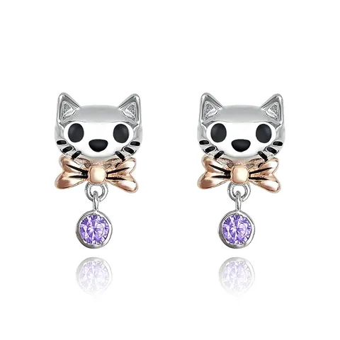 Cute Cat Personalized Minimalist Earrings Animal Female Earrings Jewelry - Plated Brass jewelry made by BlueOne Jewelry