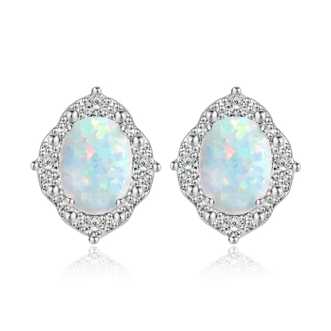 Earrings Shiny Simple Retro Micro-set Zirconia Imitation Opal Earrings Temperament Stars - Plated Brass jewelry made by BlueOne Jewelry