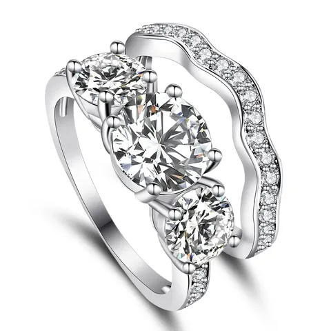 Inlaid Zirconia Ring Europe and the United States Men’s and Women’s - Plated Brass jewelry made by BlueOne Jewelry
