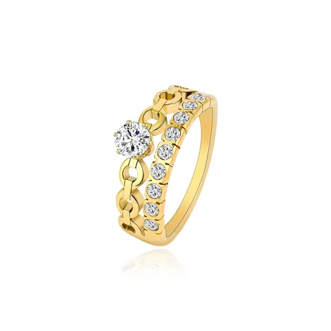 Jewelry European and American Simple Personalized Gold with Diamonds Flash Diamonds Ring - Plated Brass jewelry made by BlueOne Jewelry