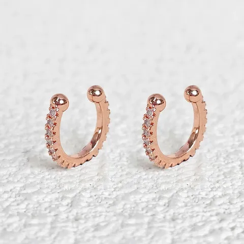 Titanium Steel C Inlaid Zirconia Diamond Earrings Simple Ear Bone Clip - Stainless Steel jewelry made by BlueOne Jewelry