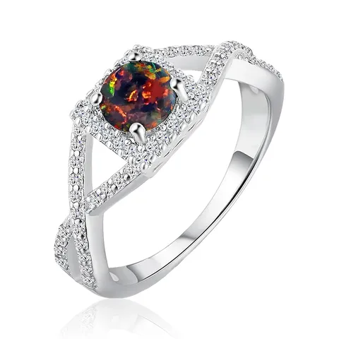 Bag Double Row Diamond Ring Opal Ring Light Luxury Wedding Proposal - Plated Brass jewelry made by BlueOne Jewelry