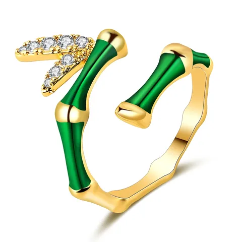 Bamboo Ring Women With Zirconia Niche Individual Sweet Opening Simple Bamboo - Plated Brass jewelry made by BlueOne Jewelry