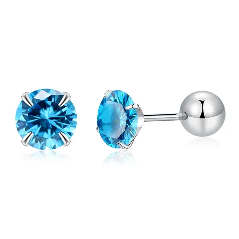 Blue Zircon Ear Stud a Niche Design for Women with a Stud Earrings - Plated Brass jewelry made by BlueOne Jewelry