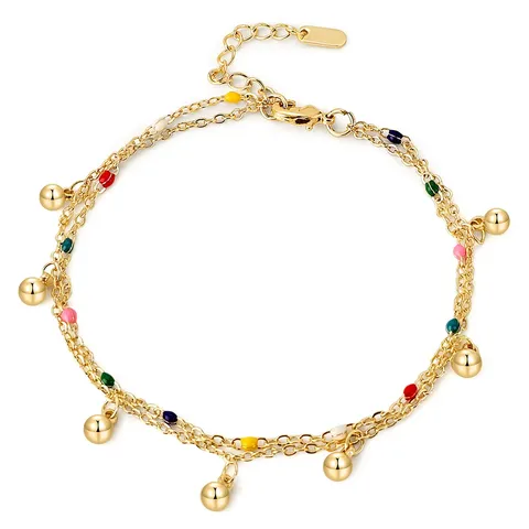 Boho Double Resort Style Bracelet Transfers Beads Small Round Balls - Plated Brass jewelry made by BlueOne Jewelry