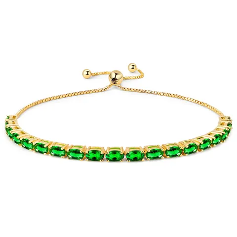 Bracelets Women European and American Single Row Zirconia Fashion Adjustable Bracelet - Style 9223 - Plated Brass jewelry made by BlueOne Jewelry